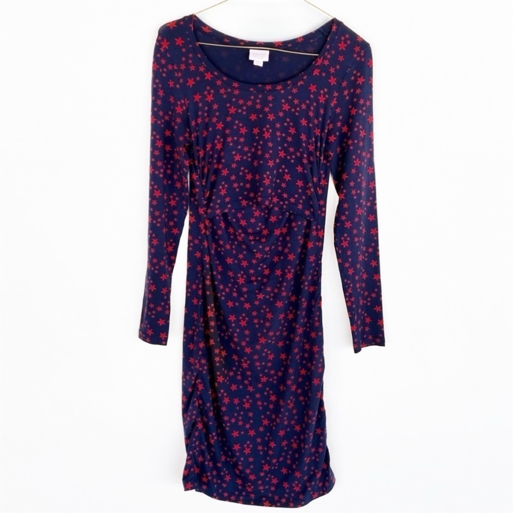 SALE 🛍️ Nursing Wear dress / top 𝅺BOOB Design Navy red Stars Womens size XS